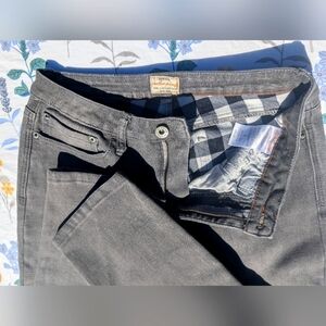 Original Weatherproof Vintage Dark Dye Jeans Checker Flannel Lining Size 6 L 30